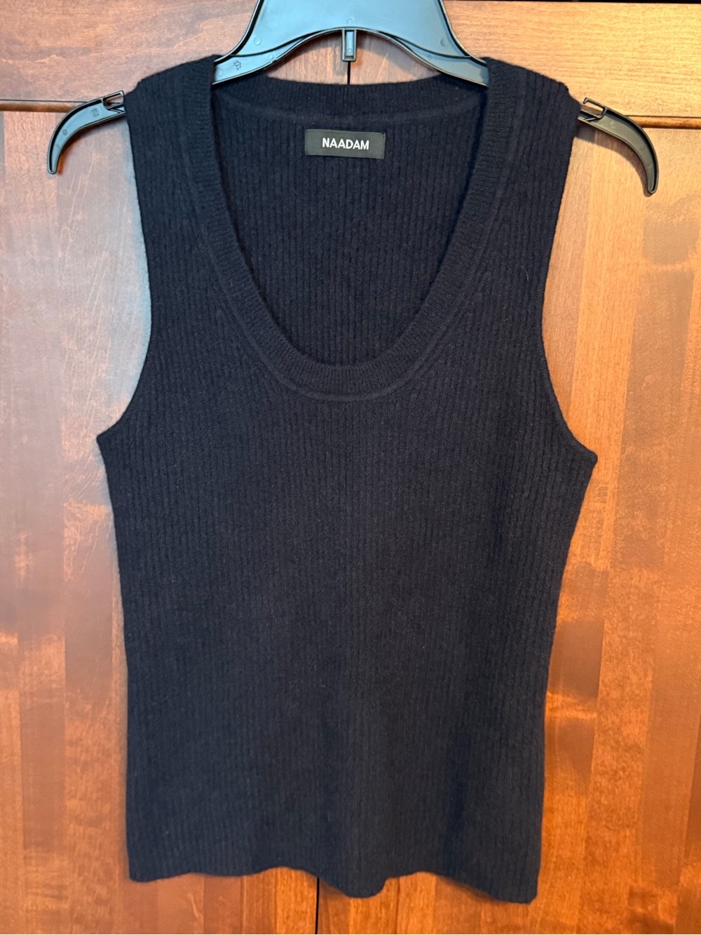 NAADAM Navy Blue Ribbed Thick Knit 100% Cashmere Tank EUC Size M #392